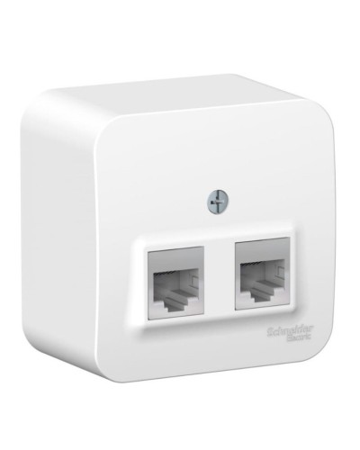 BLANCA розетка RJ11+RJ45, 2-местная, кат. 5Е, открытой установки, белый (BLNIA045111). Розетка компьютерная + телефонная с изолированной пластиной. Systeme Electric в Абакане