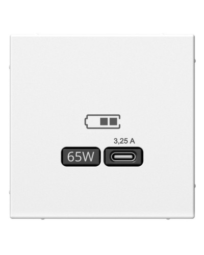 ArtGallery розетка USB тип-С 65Вт высокоскоростной заряд. QC, PD, скрытой установки, механизм, белый (GAL000127). Розетка USB. Systeme Electric в Абакане
