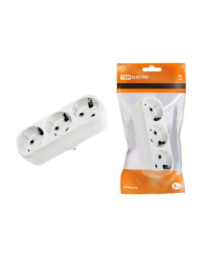 Блок на 3 гнезда 2П+З плоский 16А 250B TDM (SQ1806-0033). Розетка. TDM ЕLECTRIC в Абакане
