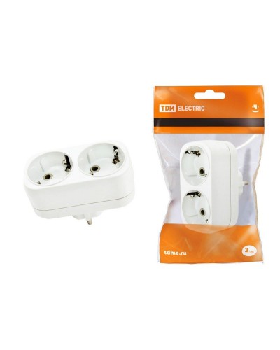 Блок на 2 гнезда 2П+З плоский 16А 250B TDM (SQ1806-0026). Розетка. TDM ЕLECTRIC в Абакане