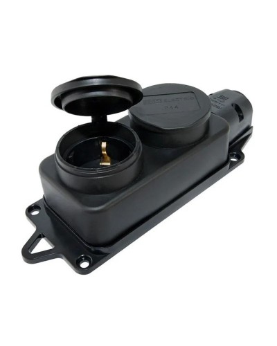 Розетка двухместная 2Р+РЕ 16А 250В IP44 (SQ0612-0037). Розетка двухместная с заглушками каучук. TDM ЕLECTRIC в Абакане