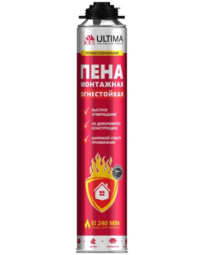 Пена огнестойкая ULTIMA PRO, 750 мл. Пена монтажная профессиональная. ULTIMA в Абакане