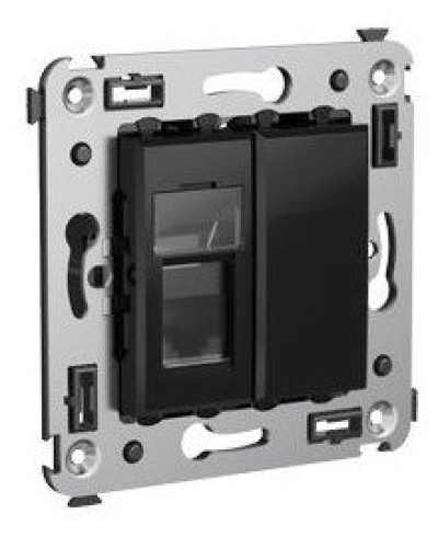 Розетка RJ-45 в стену Avanti одинарная черный квадрат (4402463). Розетка компьютерная. ДКС в Абакане