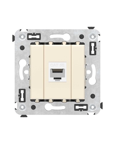 Розетка RJ-45 в стену, кат.5E, Avanti, одинарная, ванильная дымка (4405663). Розетка компьютерная. ДКС в Абакане