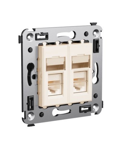 Розетка RJ-45 Avanti в стену двойная экранированная ванильная дымка (4405364). Розетка. ДКС в Абакане