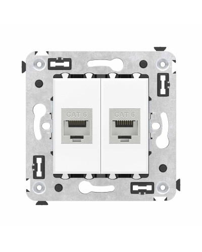 Розетка RJ-45 в стену, кат.6E, Avanti, двойная, белое облако (4400794). Розетка компьютерная модульная. ДКС в Абакане