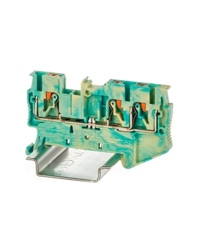Клемма заземления, 3 точки подключения, 2.5 кв.мм (VPR-2.5-TWIN-PE-YG). Клемма заземления, зажим push-in. ДКС в Абакане