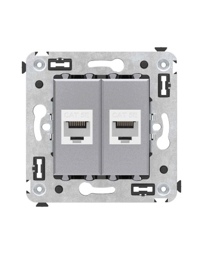 Розетка RJ-45 в стену, кат.5E, Avanti, двойная, закаленная сталь (4404664). Розетка компьютерная. ДКС в Абакане