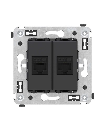 Розетка RJ-45 в стену, кат.5E, Avanti, двойная, черный матовый (4412664). Розетка компьютерная. ДКС в Абакане