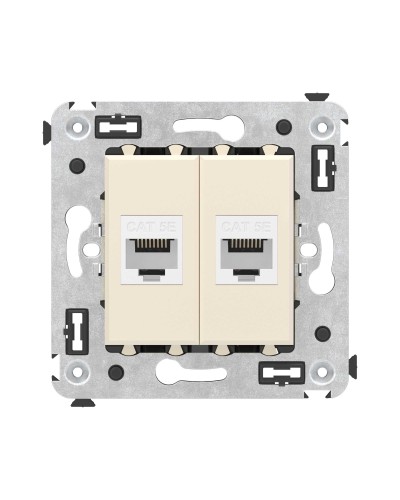 Розетка RJ-45 в стену, кат.5E, Avanti, двойная, ванильная дымка (4405664). Розетка компьютерная. ДКС в Абакане