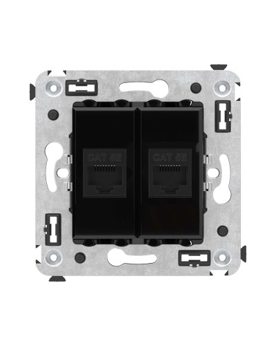 Розетка RJ-45 в стену, кат.5E, Avanti, двойная, черный квадрат (4402664). Розетка компьютерная. ДКС в Абакане