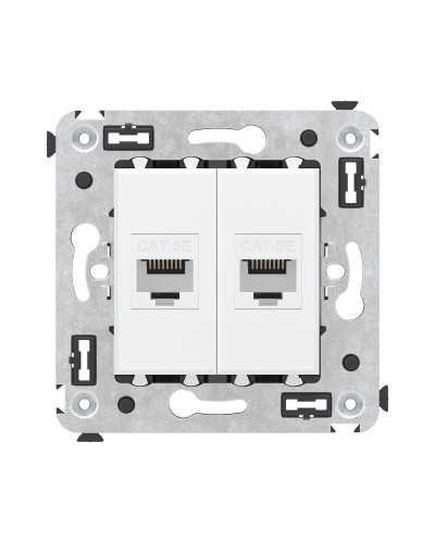 Розетка RJ-45 в стену, кат.5E, Avanti, двойная, белое облако (4400664). Розетка компьютерная. ДКС в Абакане