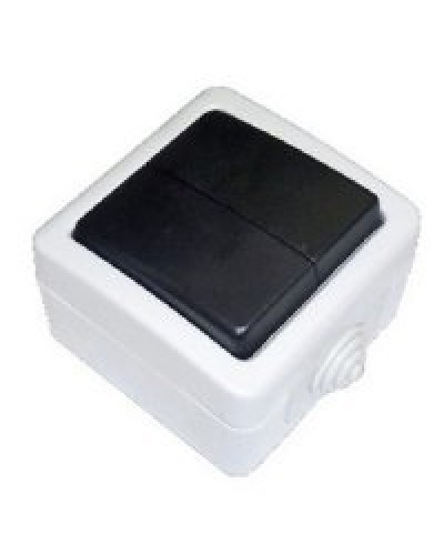 Переключатель двухклавишный 2-полюсный с 2 мест EF602SA, серый, LK Aqua (80006). Переключатель. Экопласт в Абакане