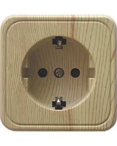 Розетка одинарная открытой установки с з/к, сосна, LK Standard (813225). Розетка с заземляющими контактами и защитными шторками. Экопласт в Абакане