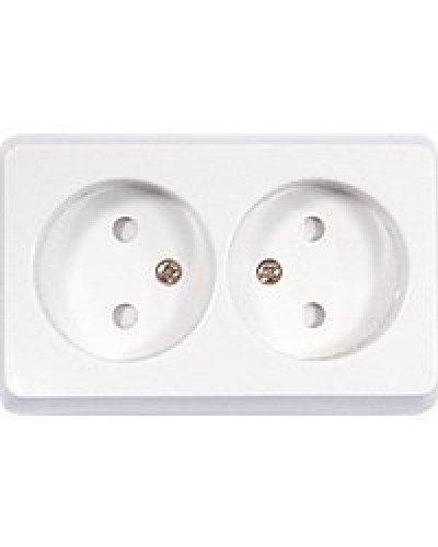 Розетка двойная открытой установки без з/к, белый, LK Standard (813604). Розетка без заземляющих контактов с защитными шторками. Экопласт в Абакане