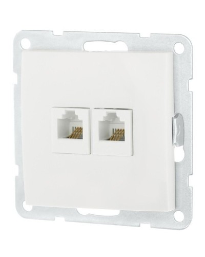Розетка телефонная двойная 2xRJ-12 с накладкой, белый LK60 (865604-1). Розетка телефонная. Экопласт в Абакане