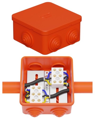Коробка JBS080 85х85х50, 6 вых., 4P (0,15-10,0 мм²) (43311HF). Коробка монтажная, огнестойкая, без галогена. Экопласт в Абакане