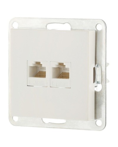 Розетка 2xRJ-45 кат.5е с накладкой, белый LK80 (846204-1). Розетка компьютерная двойная. Экопласт в Абакане