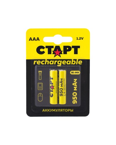 СТАРТ HR03 (AAA, 950mah), упак. 2 шт. БЛИСТЕР. Перезаряжаемые аккумуляторы. СТАРТ в Абакане