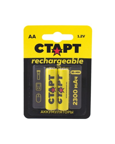 СТАРТ HR6 (AA, 2300 mah), упак. 2 шт. БЛИСТЕР. Перезаряжаемые аккумуляторы. СТАРТ в Абакане