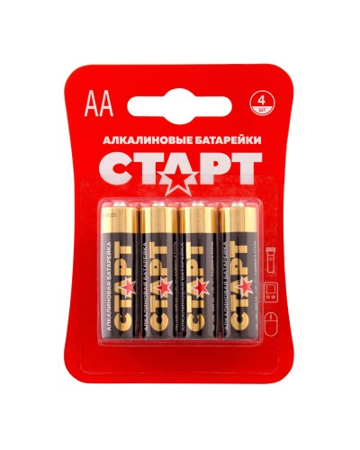 СТАРТ LR6-BL4 (1,5 В, AA, LR6), упак. 4 шт. БЛИСТЕР. Алкалиновые батарейки. СТАРТ в Абакане