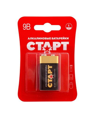 СТАРТ 6LR61-BL1 (9 В, Крона,  6LR61), БЛИСТЕР. Алкалиновая батарейка. СТАРТ в Абакане
