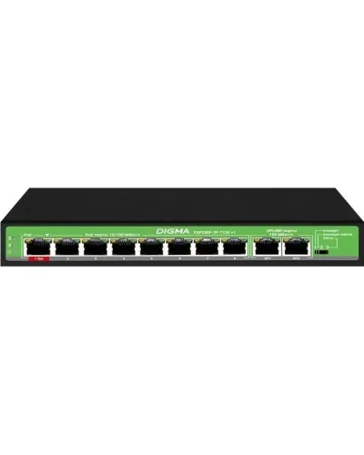 DSP208F-2F-T120 DSP208F-2F-T120 V1 (L2) 10х100Мбит/с 8PoE 8PoE+ 120W. Коммутатор с питанием по PoE. Digma в Абакане