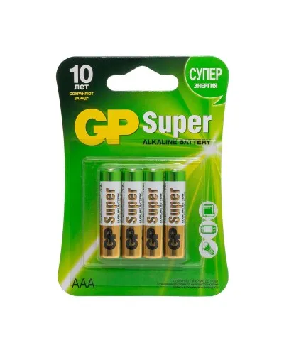 GP Super Alkaline 24A AAA (GP 24A-2CR4), упак. 4 шт. БЛИСТЕР. Алкалиновые батарейки. GP Batteries в Абакане