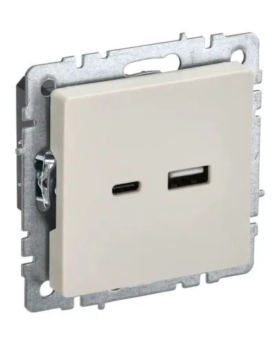 Розетка USB A+C 18Вт РЮ11-1-БрКр бежевый BRITE (BR-U22-018-K10). Розетка USB. IEK в Абакане