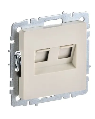 Розетка RJ45 РК10-2-БрКр кат.5E, бежевый BRITE (BR-K20-1-K10). Розетка компьютерная двойная. IEK в Абакане