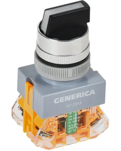 Переключатель D7-20X3 на 3 положения черный GENERICA (BSW50-20X3-3-21-3-K02-G). Переключатель. IEK в Абакане