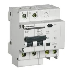 GENERICA АД12 2Р 50А 30мА (MAD15-2-050-C-030). Автоматический выключатель дифференциального тока. IEK