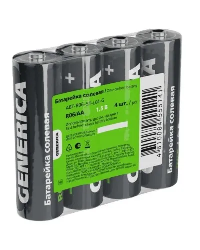 Батарейка солевая R06/AA GENERICA (4 шт) (ABT-R06-ST-L04-G). Батарейка солевая. IEK в Абакане