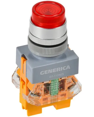 Кнопка D7-11DNZS d=22мм красная GENERICA (BBT50-11DNZS-3-11-K04-G). Кнопка управления с подсветкой и фиксацией. IEK в Абакане