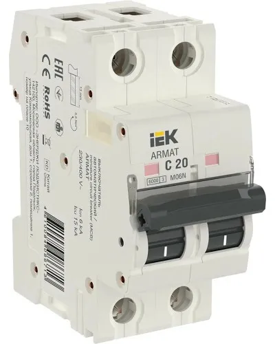 M06N 2P C 20А 6кА ARMAT (AR-M06N-2-C020). Автоматический выключатель. IEK в Абакане
