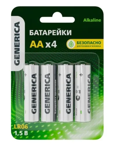 Батарейка Alkaline LR06/AA GENERICA (4 шт) (ABT-LR06-ST-L04-G). Батарейка щелочная. IEK в Абакане