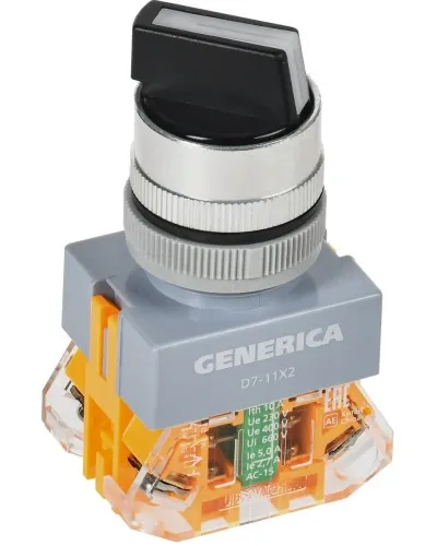 Переключатель D7-11X2 на 2 положения черный GENERICA (BSW50-11X2-3-21-2-K02-G). Переключатель. IEK в Абакане