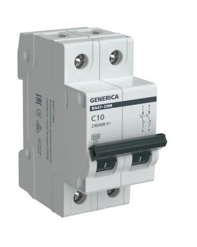 GENERICA ВА47-29М 2P C 10А 4,5кА (MVA21-2-010-C-G). Автоматический выключатель. IEK в Абакане