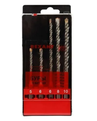 Набор буров, бетон 5-6х110, 6-8-10х160 мм, 5 шт, SDS PLUS Kranz (KR-91-0406): Аксессуар для электроинструмента в Абакане