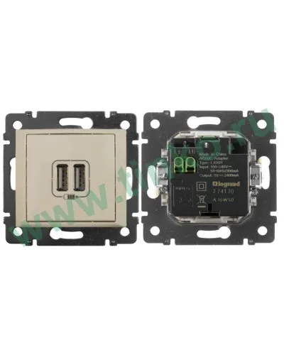 Розетка Valena двойная, USB, слоновая кость (774170). Розетка. LegranD в Абакане