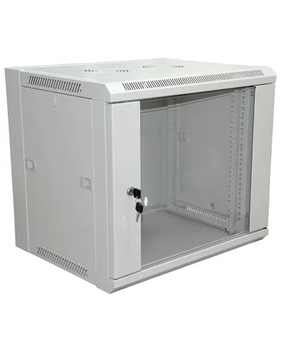 Шкаф телекоммуникационный 19 настенный 12U 600×450×635 мм (ШxГxВ) - передняя дверь стекло, боковые стенки съемные (разобранный) RAL 7035 (04-2202). Шкаф телекоммуникационный 19 настенный 12U. Rexant в Абакане