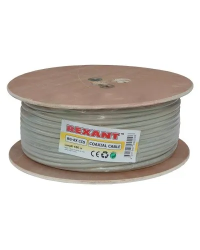 RG-8X, 50 Ом, CCS/Al/A, 75% (01-2021). Кабель коаксиальный радиочастотный. Rexant в Абакане