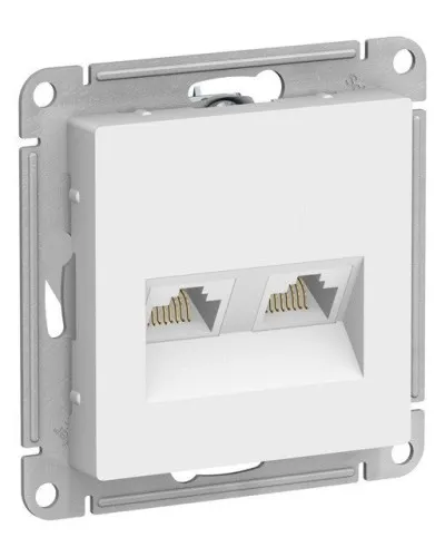 AtlasDesign розетка RJ45+RJ45, 2-местная, скрытой установки, механизм, белый (ATN000185). Розетка компьютерная. Systeme Electric в Абакане