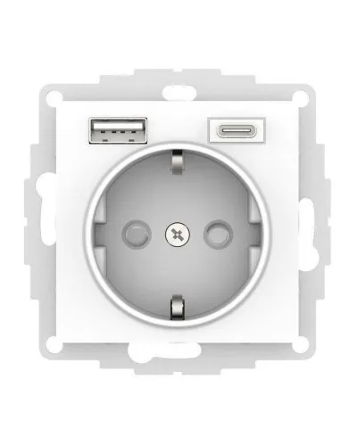 AtlasDesign розетка 1-местная с 2 USB A+C, скрытой установки, механизм, белый (ATN000132). Розетка с USB. Systeme Electric в Абакане