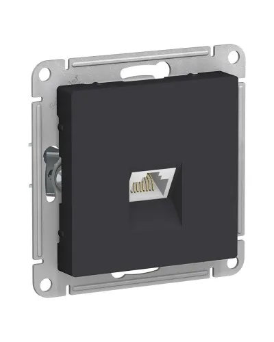 AtlasDesign розетка RJ45, кат. 5Е, 1-местная, скрытой установки, механизм, карбон (ATN001083). Розетка компьютерная. Systeme Electric в Абакане