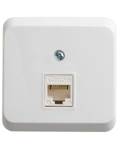 Этюд розетка RJ45 1-местная, кат. 5Е, открытой установки, белый (KOMA-001B). Розетка компьютерная. Systeme Electric в Абакане