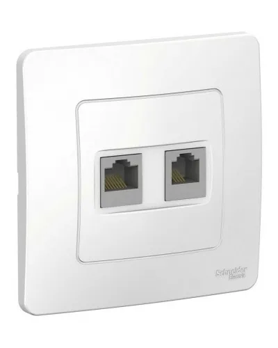 BLANCA розетка RJ45+RJ11 2-местная, кат. 5Е, скрытой установки, белый (BLNIS045111). Розетка компьютерная + телефонная. Systeme Electric в Абакане