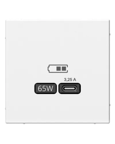 ArtGallery розетка USB тип-С 65Вт высокоскоростной заряд. QC, PD, скрытой установки, механизм, белый (GAL000127). Розетка USB. Systeme Electric в Абакане