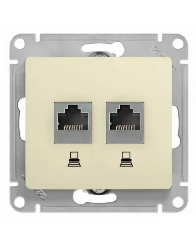 Glossa розетка RJ11+RJ45, 2-местная, кат. 5Е, скрытой установки, механизм, бежевый (GSL000285). Розетка компьютерная + телефонная. Systeme Electric в Абакане
