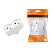 Блок на 2 гнезда 2П б/з плоский 6А 250B TDM (SQ1806-0025). Розетка. TDM ЕLECTRIC